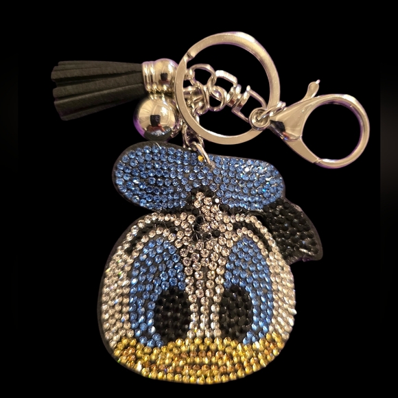 charmed by slg Accessories - Crystal Embellished Donald Duck Bag Charm Keychain with Tassel